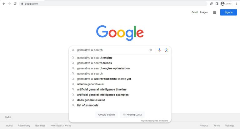 Generative AI search result