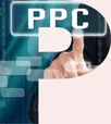 Stylized letter P representing Pay-Per-Click with digital PPC icon for paid marketing India